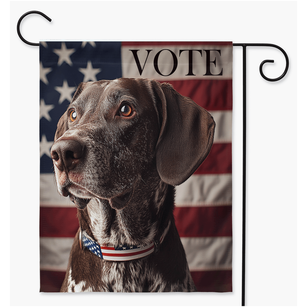 Yard Flags - Paws for Democracy: A Proud Pointer's Call to Vote for a Brighter Future!