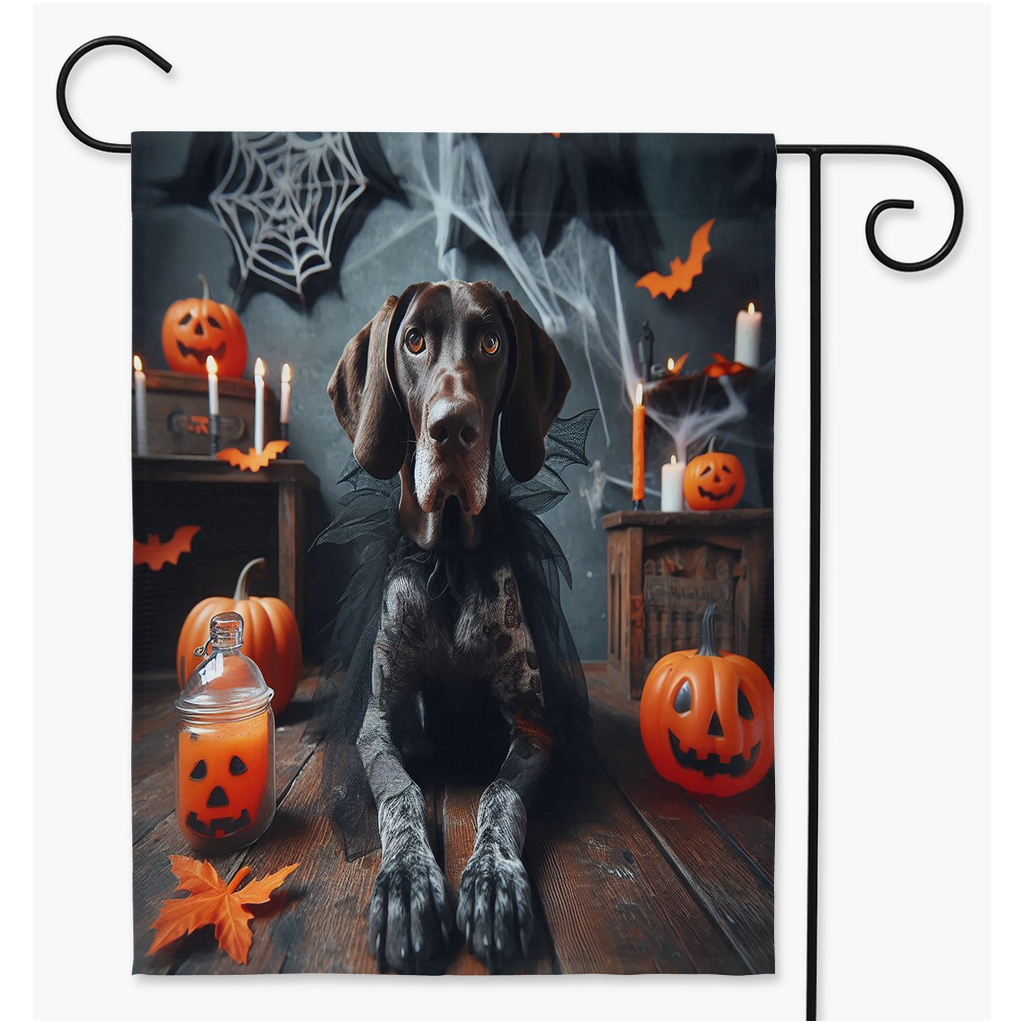 Yard Flag- Halloween GSP with pumpkins