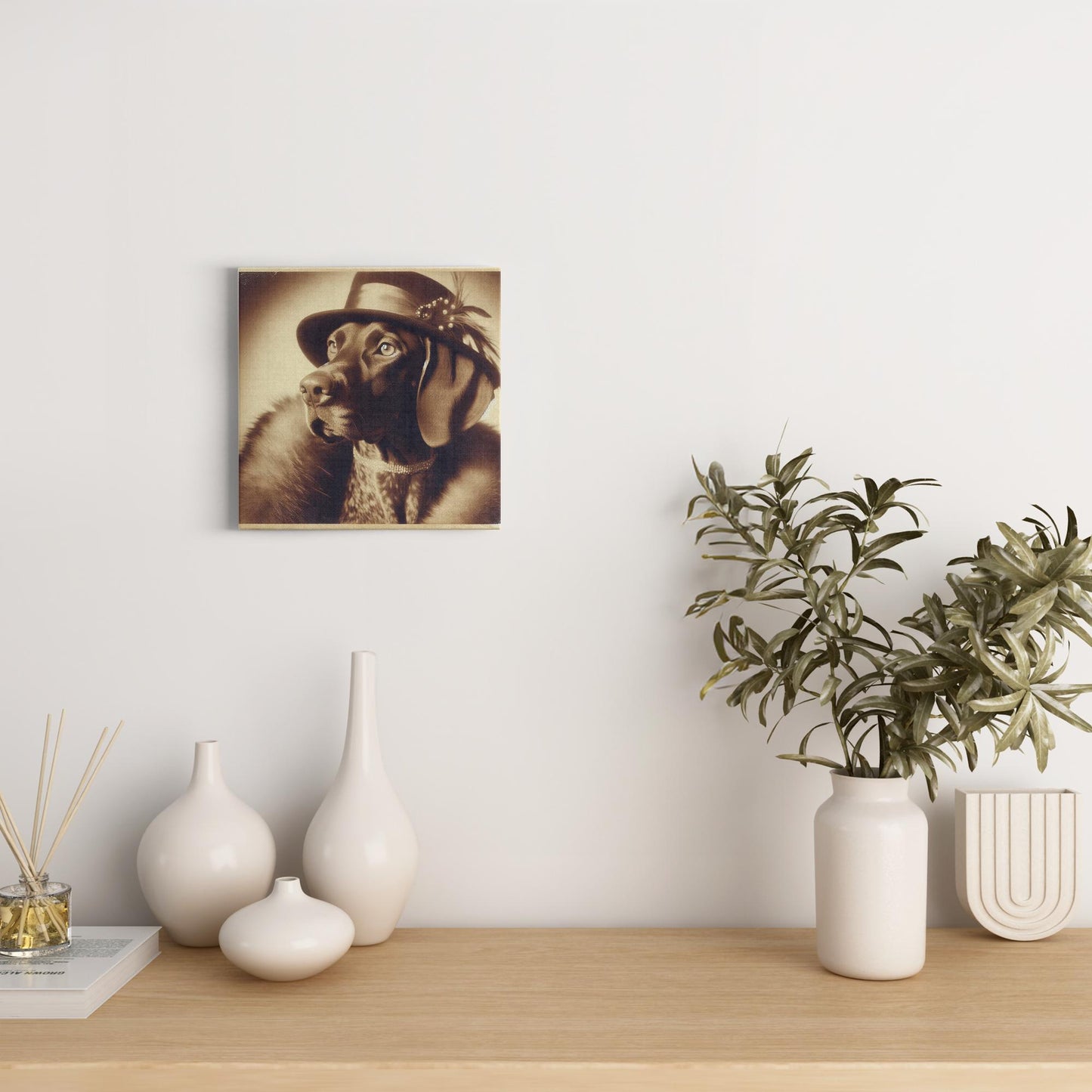 Canvas Wrap: Vintage GSP Lady - The Canine Connoisseur of Elegance