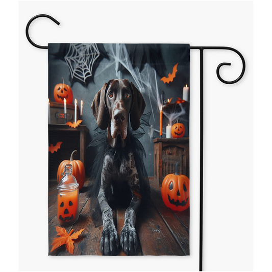 Yard Flag- Halloween GSP with pumpkins