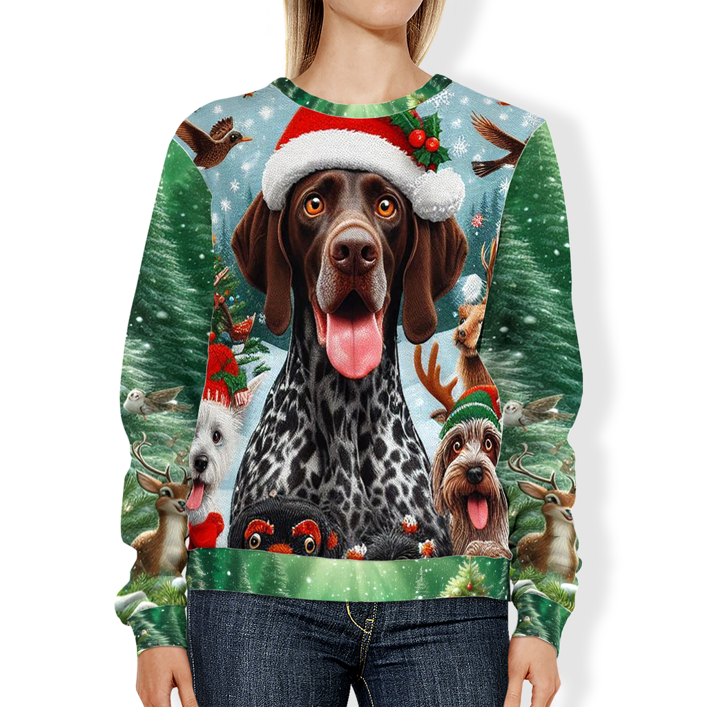 Ugly XMas Sweatshirt- Deck the Halls with Paws and Chuckles: Grab Your Goofy GSP Christmas Sweater!🎄🐶